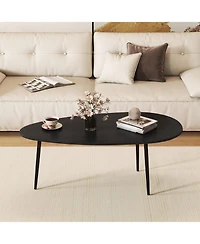 Slickblue Oval Mid Century Coffee Table with Metal Frame for Living Room Center