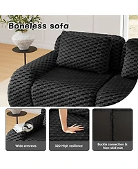 Maison Boucle 82'' Modern Flannelette Modular Loveseat Sofa, Deep Seat, 2 Seater