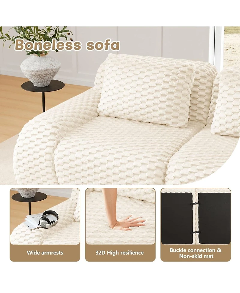Maison Boucle 82'' Modern Flannelette Modular Loveseat Sofa, Deep Seat, 2 Seater