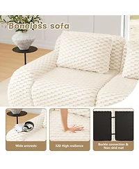 Maison Boucle 82'' Modern Flannelette Modular Loveseat Sofa, Deep Seat, 2 Seater