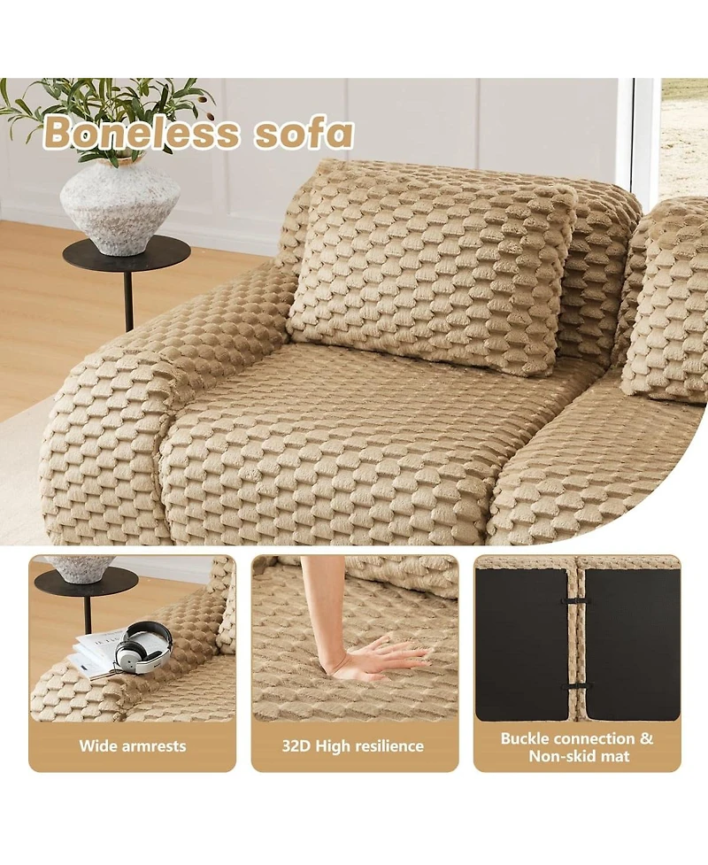 Maison Boucle 82'' Modern Flannelette Modular Loveseat Sofa, Deep Seat, 2 Seater