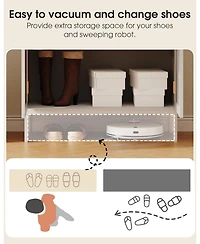 homfan 3 Pcs Rattan Shoe Storage, 41 in Tall, Adjustable Shelves, One Drawer, 6 Tier Farmhouse Wooden Organizer for Entryway, Hallway