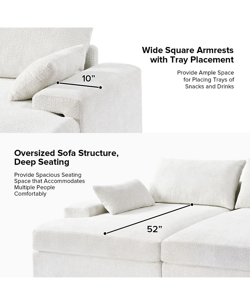 Hulala Home Tychon 87inch Upholstered Square Arm Deep Seating Sleeper Sofa
