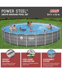 Coleman 26' x 52" Power Steel Frame Deluxe Series Above Ground Swimming Pool Set