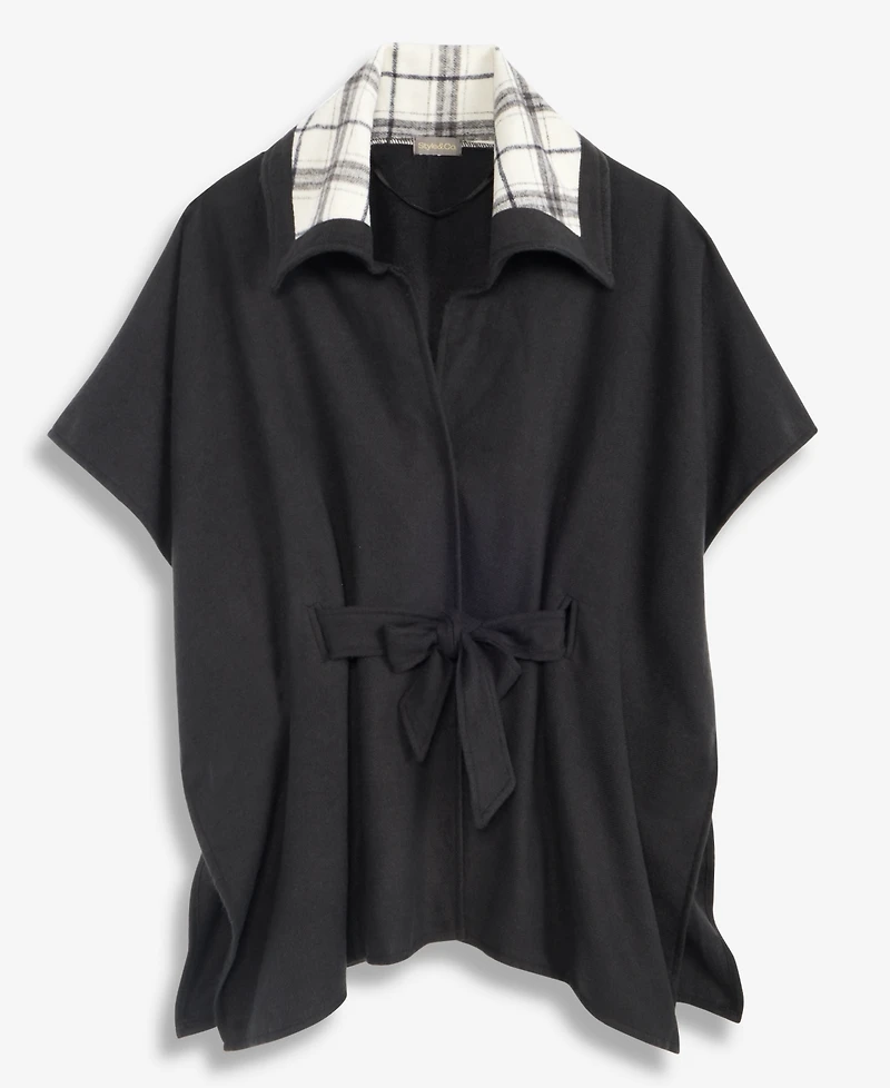 Style & Co Women's Oversized-Collar Belted Topper, Macy's Exclusive