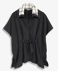 Style & Co Women's Oversized-Collar Belted Topper, Macy's Exclusive