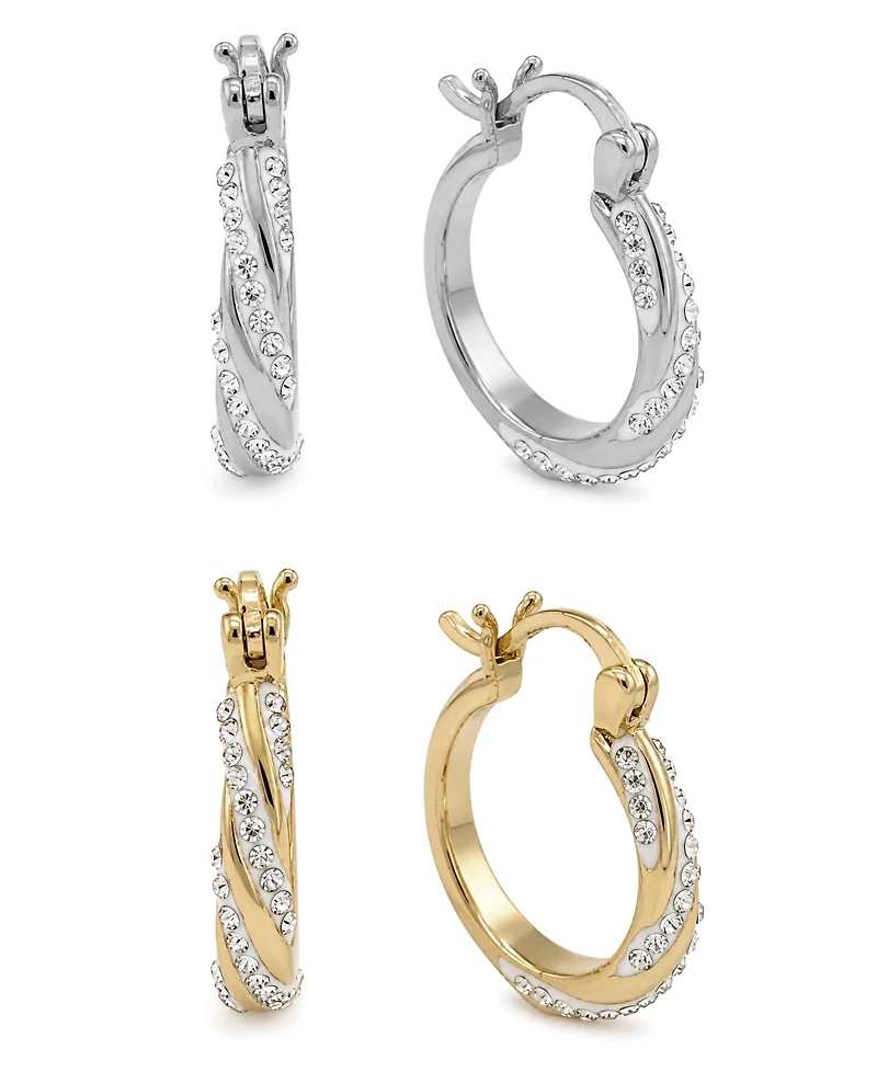 And Now This Crystal Swirl Hinged Hoop Duo Earrings