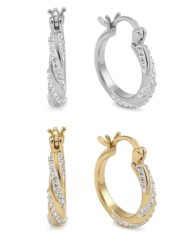 And Now This Crystal Swirl Hinged Hoop Duo Earrings