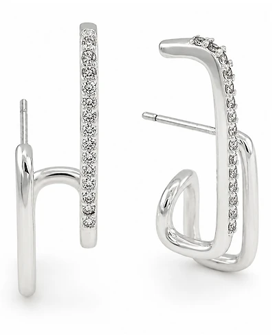 And Now This High Polished Clear Crystal Post Earring, Gold Plate and Silver Plate