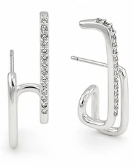 And Now This High Polished Clear Crystal Post Earring, Gold Plate and Silver Plate