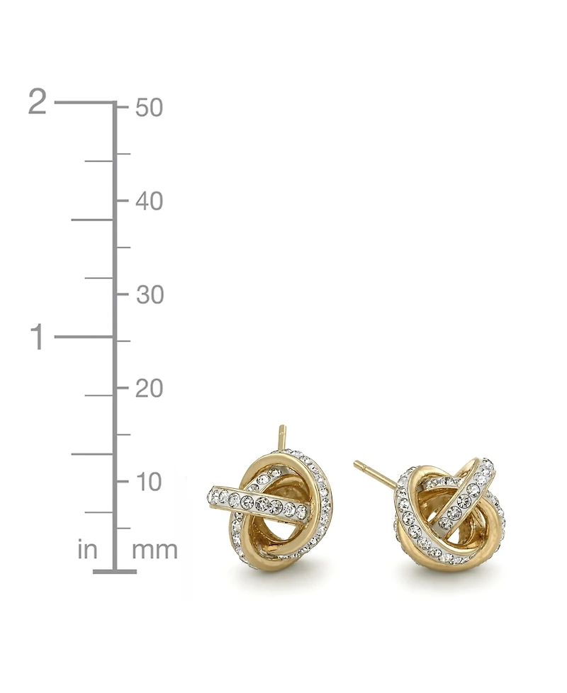 Essentials Clear Crystal Loveknot and C-hoop Duo Earring Silver Plate or Gold