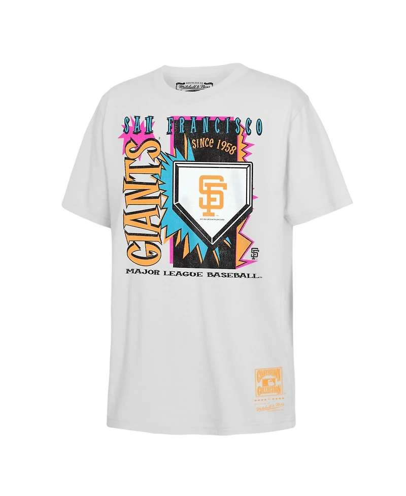 Mitchell & Ness Big Boys and Girls White San Francisco Giants Cooperstown Neon Field Shock T-Shirt