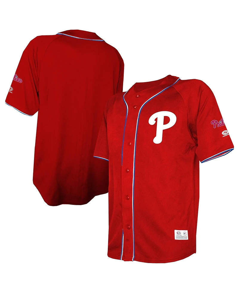 Stitches Men's Red Philadelphia Phillies Team Color Full-Button Fashion Jersey