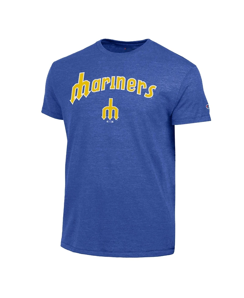 Champion Men's Royal Seattle Mariners Cooperstown Wordmark Lockup Tri-Blend T-Shirt