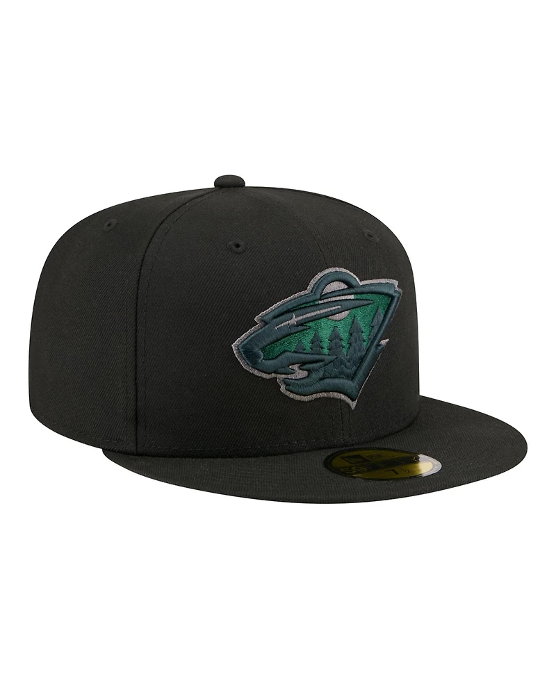 New Era Men's Black Minnesota Wild Color Pop 59FIFTY Fitted Hat