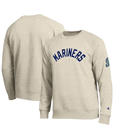 Champion Men's Oatmeal Seattle Mariners All-Star Soft Felt Raglan Sweatshirt