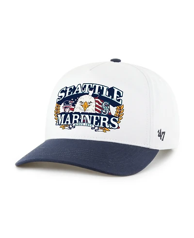 '47 Brand Men's White/Navy Seattle Mariners Americana Eagle Hitch Adjustable Hat