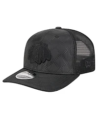 New Era Men's Black Chicago Blackhawks Quilted 9SEVENTY Adjustable Trucker Hat