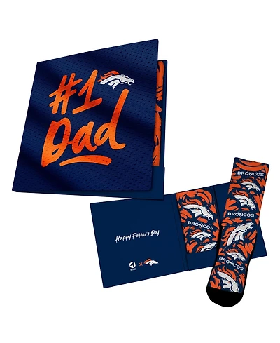 Rock Em Socks Men's and Women's Navy Denver Broncos 1 Dad Gift Card Socks