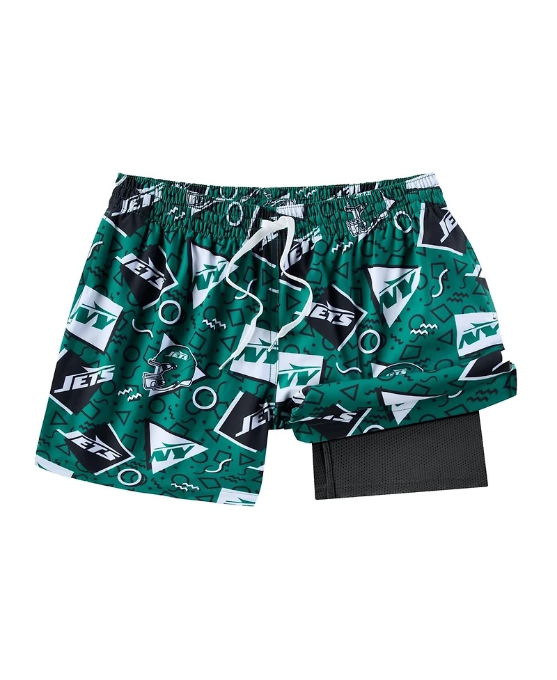 Chubbies Men's Green New York Jets Game Day Fit Classic Lined Swim Trunks