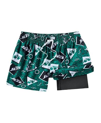 Chubbies Men's Green New York Jets Game Day Fit Classic Lined Swim Trunks