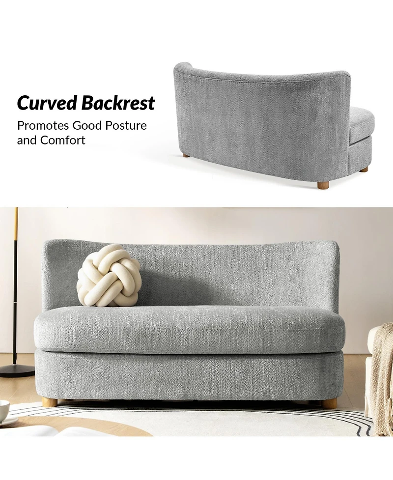 Hulala Home Pearce 63 Modern Upholstered Boucle Curved Loveseat Sofa.