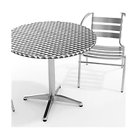 31.5'' Round Aluminum Indoor-Outdoor Table Set With 2 Slat Back Chairs