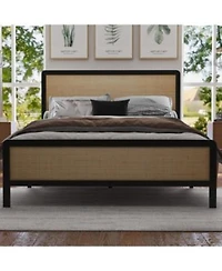 gaomon Rattan Bed Frame with Headboard Footboard