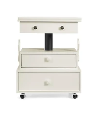 Streamdale High-Gloss Adjustable Rolling End Table with Charging Station and Storage