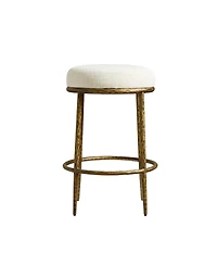 Morden Fort Counter Height Bar Stools, Modern Upholstered Counter Stools with Hammered Gold Iron Legs, Boucle Island Chairs for Dining Room and Bar
