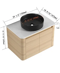 Sillysis Wall Mounted Modern Bathroom Vanity with Plywood Cabinet, Stone Countertop