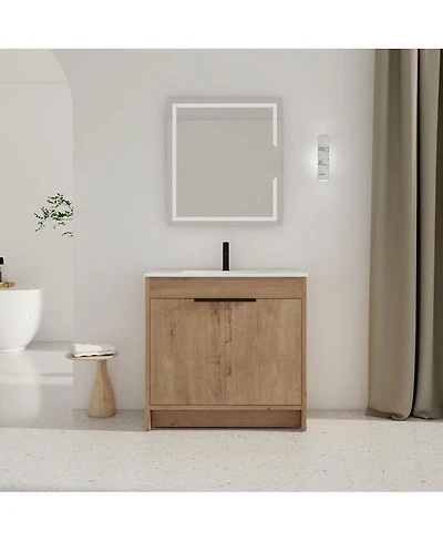 Sillysis Inch Freestanding Bathroom Vanity with Ceramic Sink