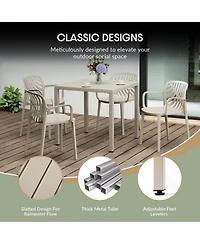 5-Piece Outdoor Square Dining Table Patio Set with Stackable Chairs