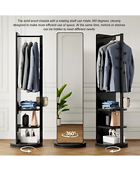 Laoties 69" Full Length Mirror with Stand, 360degree(s) Rotating Wood Freestanding for Bedroom and Living Room