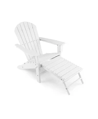 Gouun Outdoor Hdpe Adirondack Chair with Retractable Pull-Out Ottoman, in Seat