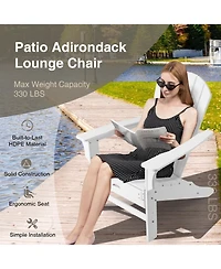 Gouun Outdoor Hdpe Adirondack Chair with Retractable Pull-Out Ottoman, in Seat