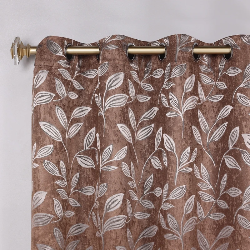Superior Leaves Room Darkening Grommet 2-Panel Curtain Set