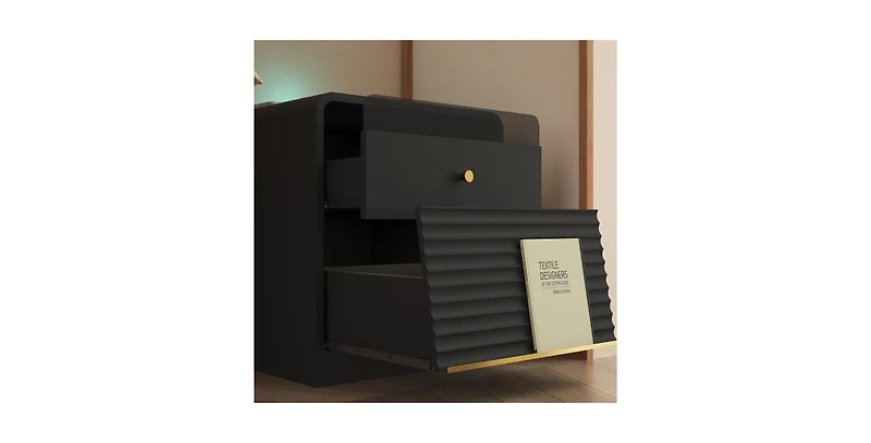 Lucky One 18"W Smart Nightstand with Charging Station, Voice-Controlled Night Light