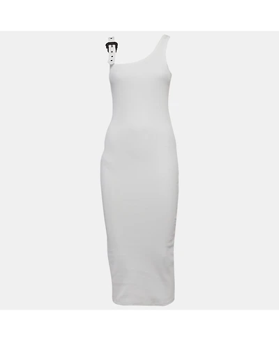 Pre-Owned Versace Women's Jeans Couture Rib Knit Buckle Strap Midi Dress