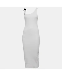 Pre-Owned Versace Women's Jeans Couture Rib Knit Buckle Strap Midi Dress