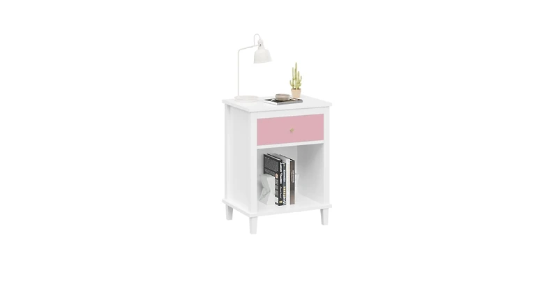 Lucky One 26.8"W Wooden Nightstand with Drawer and Shelf
