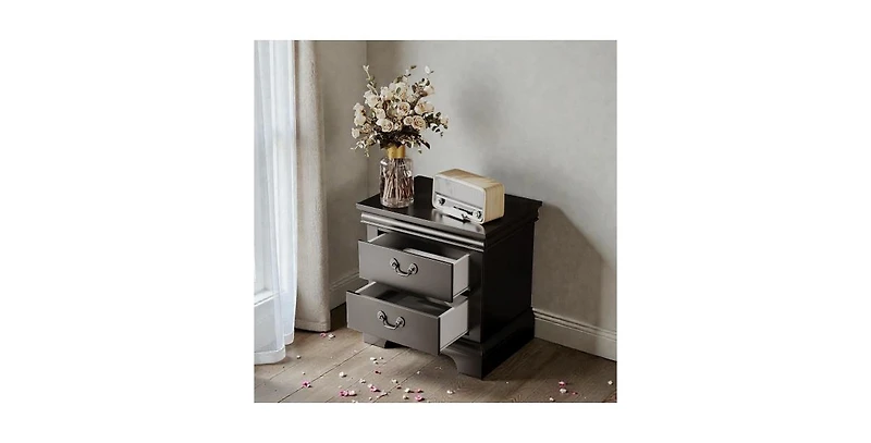Lucky One 22"W Classic Wooden 2-Drawer Nightstand