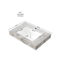 Busdays 30 Inch Sintered Stone Countertop with Undermount Ceramic Basin One Pre Drilled Faucet Hole No Cabinet No Faucet No Sink Cover