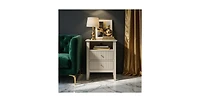 Lucky One 18"W Fluted Nightstand with 2-Drawer and Gold Knobs