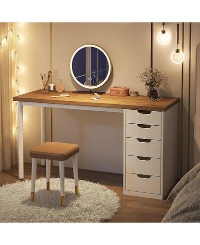 Tribesigns 47 inches Vanity Desk with 5 Drawers, Modern Style