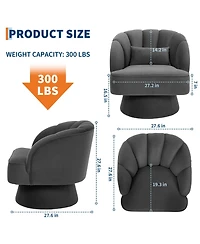 gaomon Modern Swivel Barrel Accent Chair, 360degree(s) Teddy Fabric Upholstered Armchair with Striped Backrest and Plush Padding for Living Room