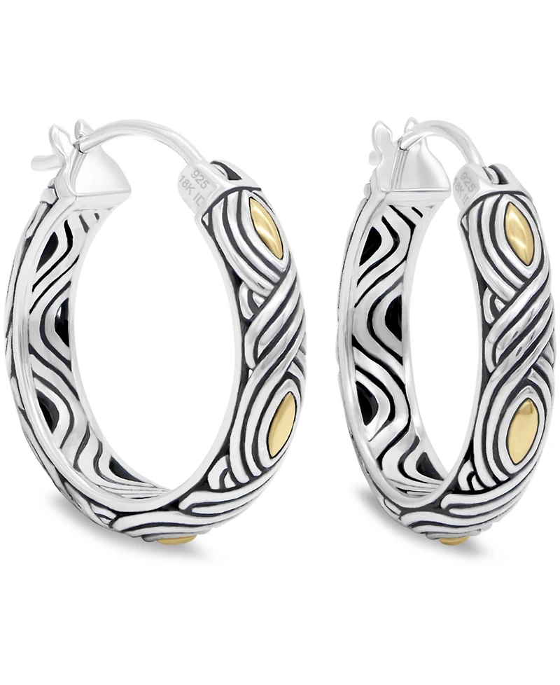 Devata 25mm Woven Hoop Earrings in Sterling Silver and 18K Gold