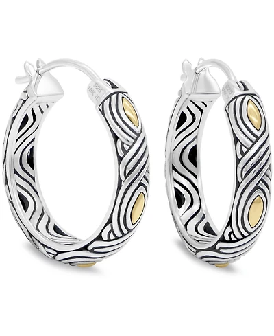 Devata 25mm Woven Hoop Earrings in Sterling Silver and 18K Gold