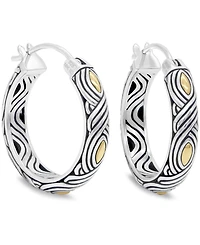Devata 25mm Woven Hoop Earrings in Sterling Silver and 18K Gold