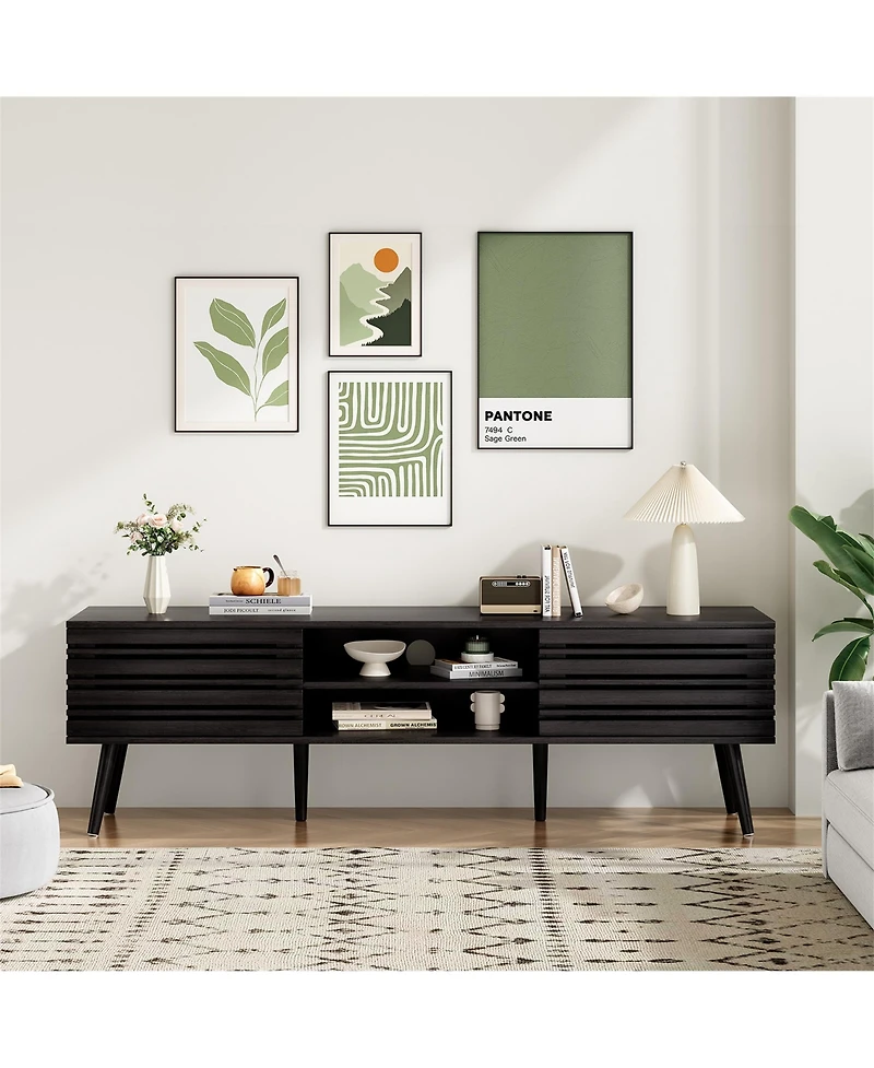 Clihome Mid Century Modern Storage Tv Stands for up to 70"
